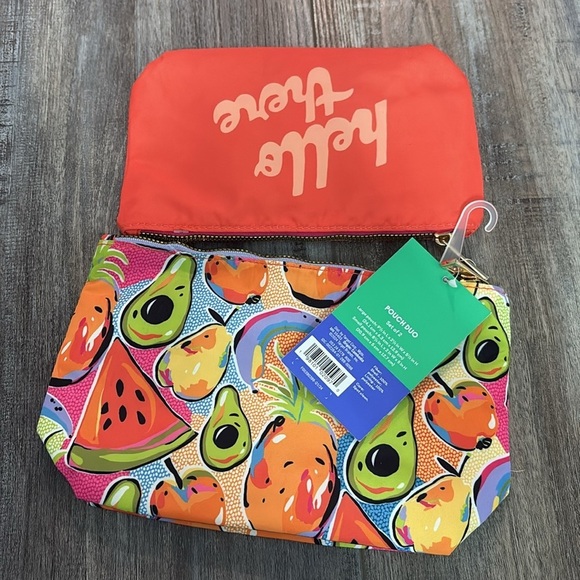 Tabitha Brown Hello There pouch zippered bag set of 2 New - Picture 4 of 5